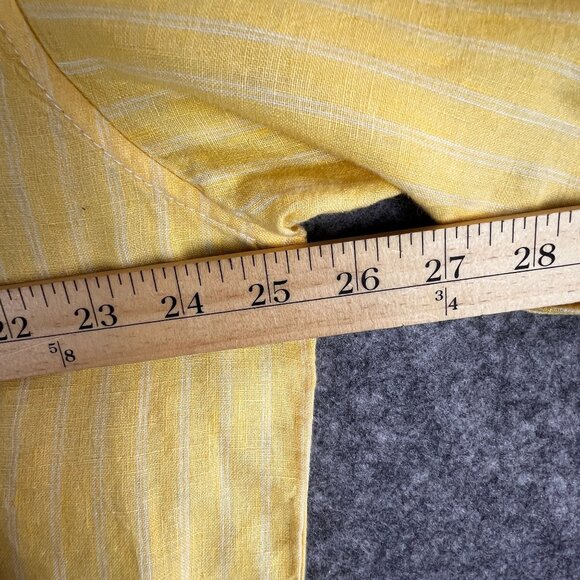 Tommy Bahama Mens XL Resort Preppy Yellow Striped 100% Linen Button-Up Shirt - Picture 7 of 9